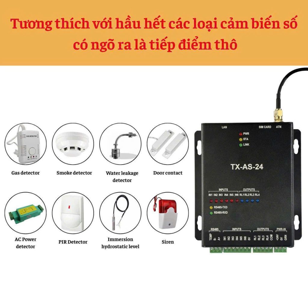 Bo canh bao som TX AS 24 va cac cam bien